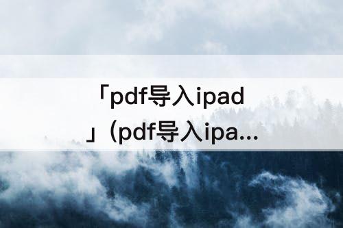 「pdf导入ipad」(pdf导入ipadpro)