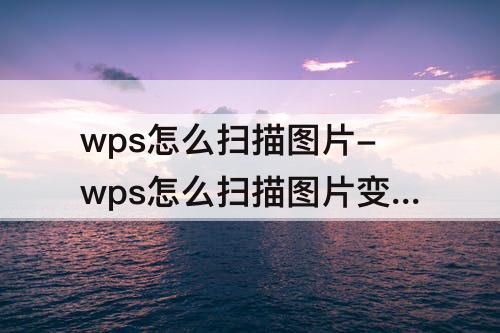 wps怎么扫描图片-wps怎么扫描图片变成电子版