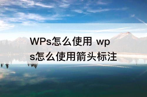 WPs怎么使用 wps怎么使用箭头标注