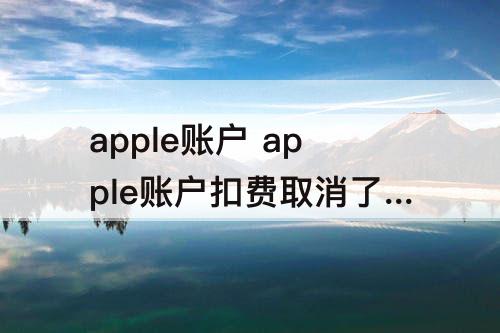 apple账户 apple账户扣费取消了怎么打开