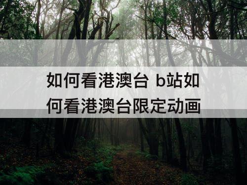 如何看港澳台 b站如何看港澳台限定动画