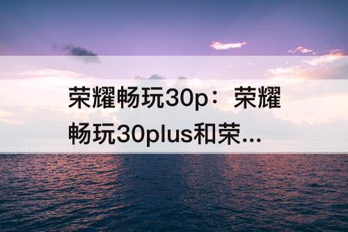 荣耀畅玩30p：荣耀畅玩30plus和荣耀play6tpro哪个好