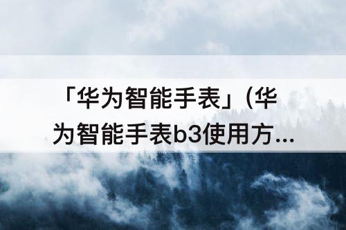 「华为智能手表」(华为智能手表b3使用方法)