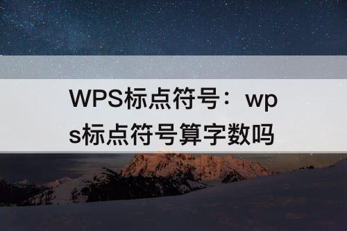 WPS标点符号：wps标点符号算字数吗