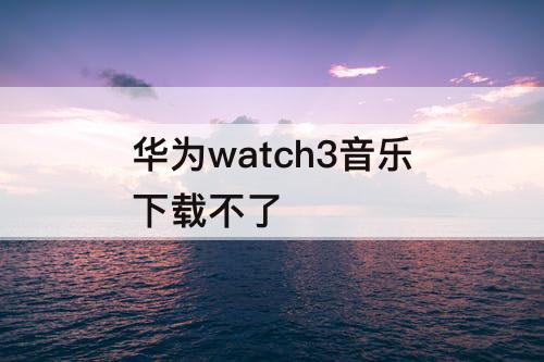 华为watch3音乐下载不了